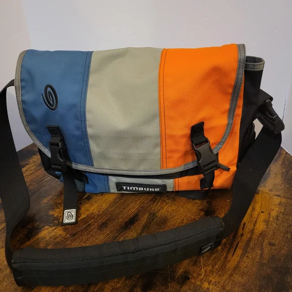 Timbuk2 Multicolor Canvas Messenger Bag - Blue/Gray/Orange - Picture 1 of 11